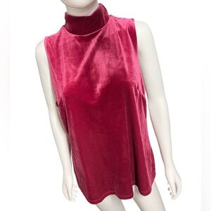 NWT INC Velvet Sleeveless Top in Rich Pink
